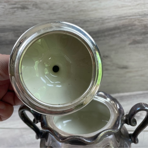 Vintage WMF Silver Plated Porcelain Footed Sugar Bowl 5” Tall - Picture 4 of 8